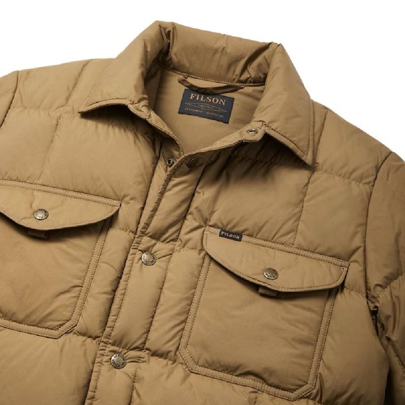 Filson Lightweight Down Jac-Shirt Dark Tan Medium BNWT - Picture 3 of 6